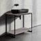 Console Sink Vanity With Matte Black Vessel Sink and Grey Oak Shelf, 35